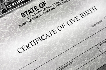 Birth Certificate for Live Baby Born as Official Document