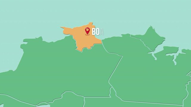 Mapa de Brasil con divisi&oacute;n pol&iacute;tica resaltando el estado de Roraima con su capital Boa Vista. 