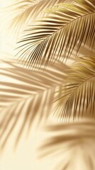 Obraz premium Elegant palm leaves casting intricate shadows on a light beige background during daylight