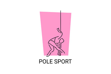pole sport vector line icon. practice pole dancing. sport pictogram, vector illustration.