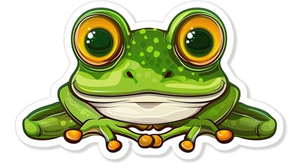 Fototapeta premium Cute cartoon frog with big eyes