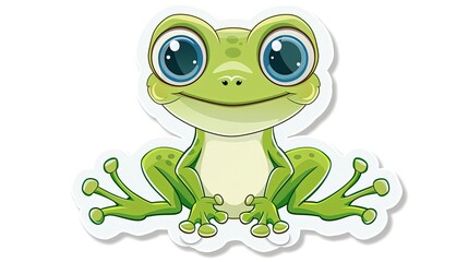 Cute cartoon vector-style frog with large eyes