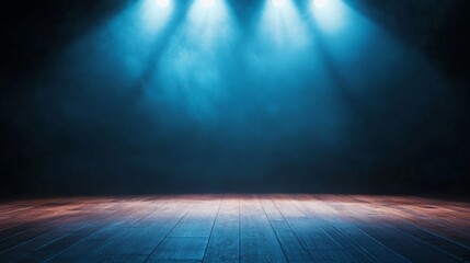 Obraz premium Intense theater spotlight on light box, high contrast, stage floor illuminated, spotlight illumination, center stage focus.