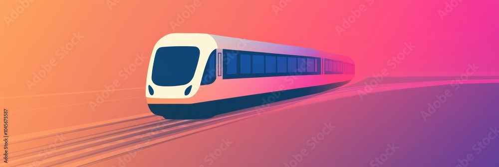 Aufkleber a sleek train symbol glides effortlessly along a track, set against a gradient of warm sunset colors