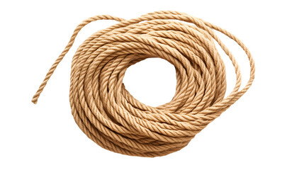 coiled natural rope for crafting, farming, and outdoor use, made from durable hemp material, isolated on white background, cut out