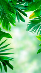 Obraz premium Lush green tropical leaves fill the frame, offering a vibrant background for wellness and eco-friendly themes.