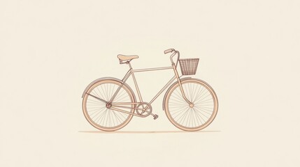 Fototapeta premium The bicycle features a simple design with smooth lines, showcasing a basket, perfect for sustainable urban commuting. Generative AI
