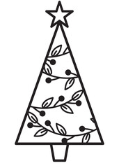 Christmas tree vector illustration with a star on the top. Silhouette of a Christmas tree. 