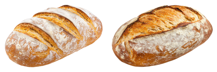 Sourdough Bread Loaves, Isolated on Transparent Background, Ideal for Culinary Guides, Baking Class Advertisements