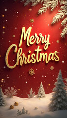 Christmas-themed scene with 3D Merry Christmas Text - Holiday Wallpaper