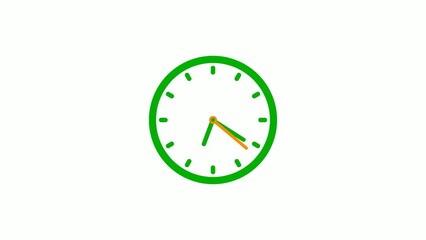 Simple Clock Illustration with Green and Orange Hands