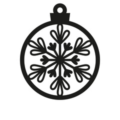 Round Christmas Ornament with a snowflake, Christmas ornament design, Template for laser cutting. 