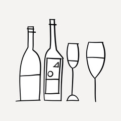 Minimalist wine bottle illustration
