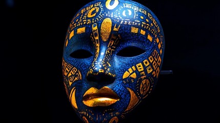 Blue and Gold Ornate Mask  Venetian Carnival Mask  Masquerade Mask