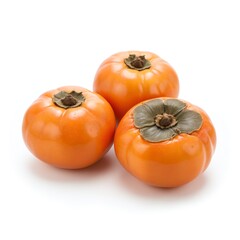 Still Life of Freshly Harvested Persimmons on a Clean White Background