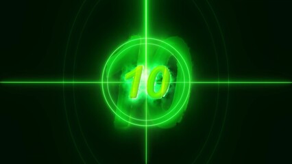 Glowing Green Number 10 with Crosshair Overlay