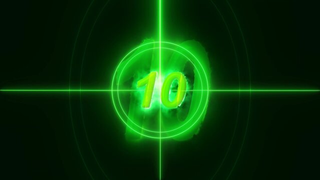Glowing Green Number 10 with Crosshair Overlay