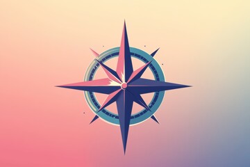 A striking compass rose design with geometric features and clean lines, centered on a delicate gradient backdrop. Generative AI