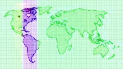 Stylized World Map with Grid and Gradient Effect