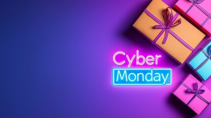 Cyber monday - website banner shopping background 