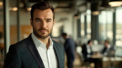 Fototapeta premium Confident Businessman in Modern Office Environment