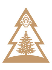 Fototapeta premium Winter scene arranged in a tree shape, Winter vector illustration, template for laser cutting 