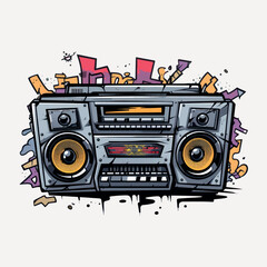 Fototapeta premium Retro boombox graffiti art