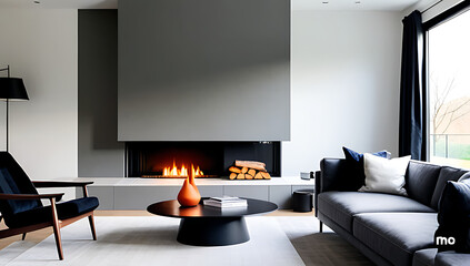 modern living room features fireplace interior design made skilled craftsmen contemporary style