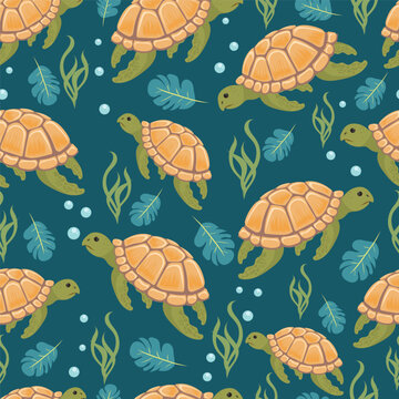 turtle seamless pattern for background, cover, paper, wrapping, etc