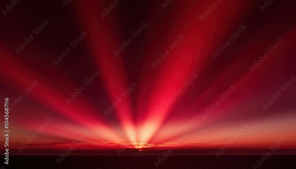 Poster vibrant red light explosion with expanding beams and gradient glow. ideal for futuristic tech concep