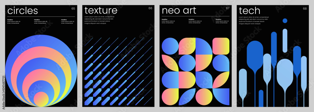 Canvas Prints abstract retro futuristic cover set wit editable text