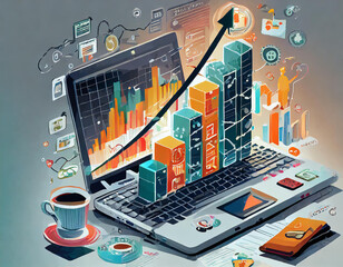 Fototapeta premium Finance business background. Stock crash market exchange loss trading graph analysis investment indicator business graph charts of financial digital background. 