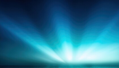 Mystical Blue Light Rays Over a Serene Water Surface. Abstract Gradient Waves Creating a Dreamy and Futuristic Ambiance for Modern Design and Tranquil Visual Concepts