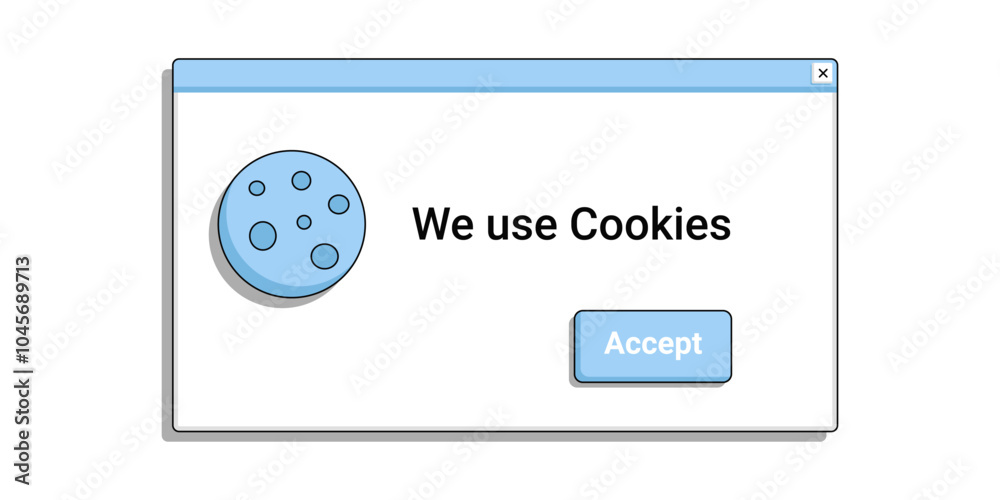 Poster we use cookies message window. data for website color. online notification in retro style.