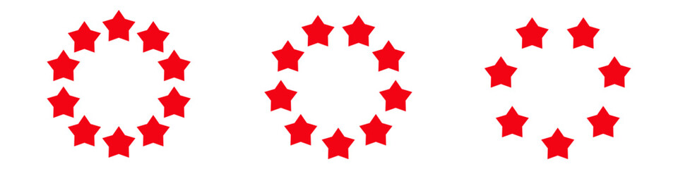 Star circle frame. Cartoon red star round border design