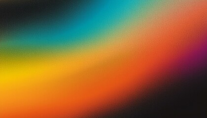 Naklejka premium Grainy, vibrant gradient background with glowing abstract shapes in yellow, green, orange, and blue.