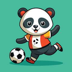 Cute Panda Playing Football Vector Illustration