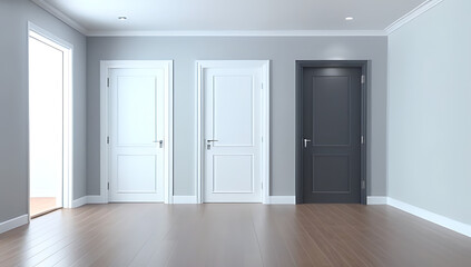 Fototapeta premium room empty space behind closed doors created computer graphics software realistic visual effects