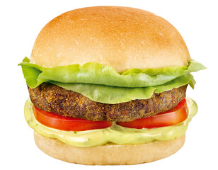 hambúrguer vegetariano isolado em fundo transparente