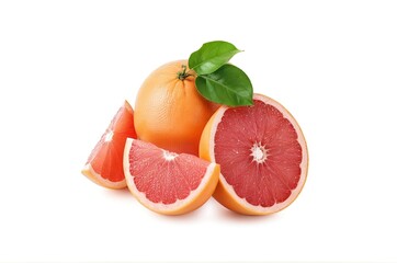 Star Ruby Grapefruit: Fresh Pink Juiciness Inside in Whole and Halved with Leaves