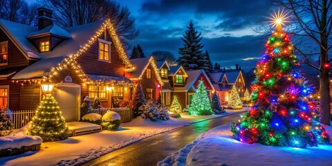 Fototapeta premium Festive Christmas Lights Display for Holiday Cheer and Decoration Inspiration
