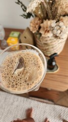 iced breakfast with foam at home