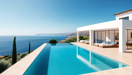 Fototapeta premium traditional mediterranean style pool stunning sea views