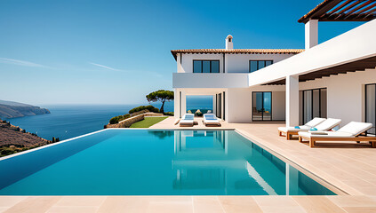 Fototapeta premium traditional mediterranean style pool stunning sea views