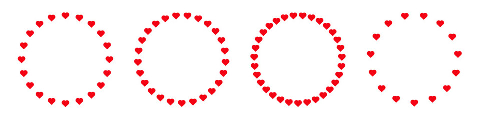 Heart circle frame. Love heart frame round border design