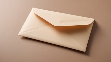 Envelope on a beige background for mail or greeting cards with copy space