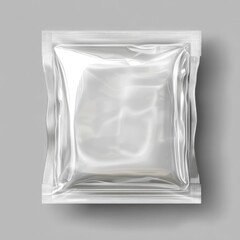 Transparent plastic packaging bag on gray background for product display