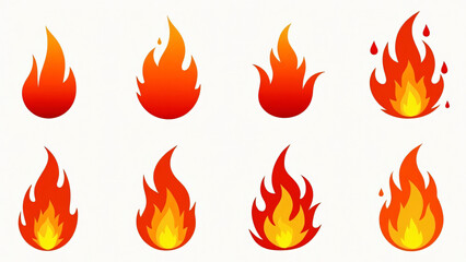 A dynamic collection of vibrant flame graphics showcasing various fire designs and styles, perfect for illustrating heat, energy, and passion in digital art and creative projects