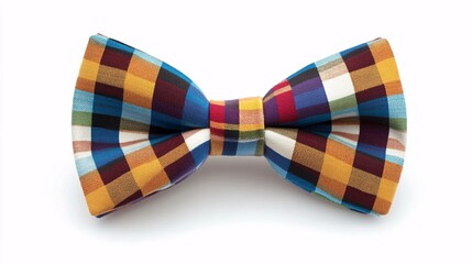colorful checkered bow tie isolated on white background