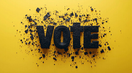 word "VOTE" centered on a plain background. The minimalistic design emphasizes the importance of voting, conveying a sense of civic duty, unity, and democratic responsibility